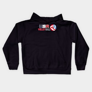 Usa Colors And Volleyball Kids Hoodie